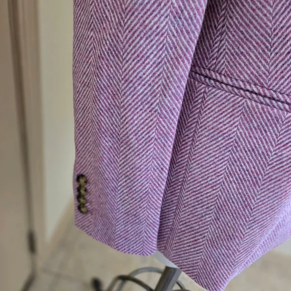 J.Crew Parke Herringbone Blazer Pink White Size 4 - Picture 8 of 9
